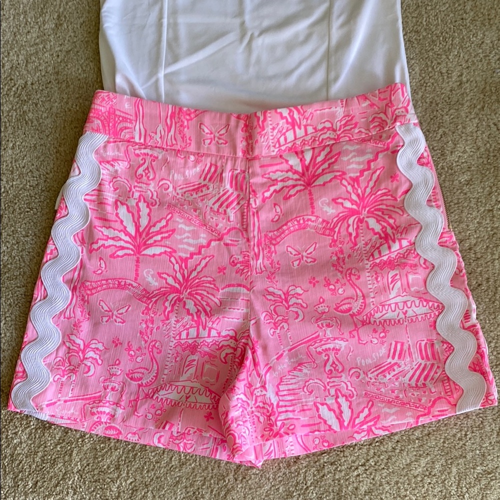 Lilly Pulitzer Pink ric rac Patterned High Waist Shorts, 4